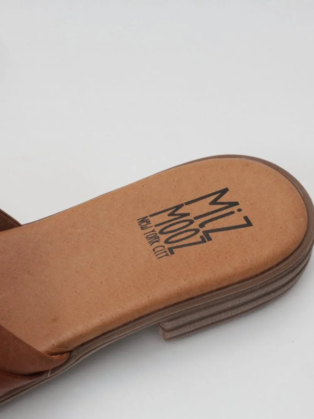 Miz Mooz Women's Leather Ruched Slide Sandals Daisey Brandy euro 37- US 6-6.5